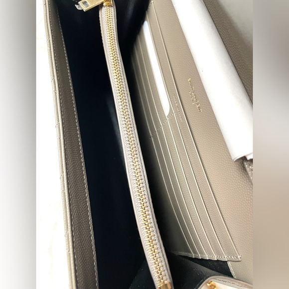 New Saint Laurent YSL Large Wallet on Chain Greyish Brown - Picture 11 of 14